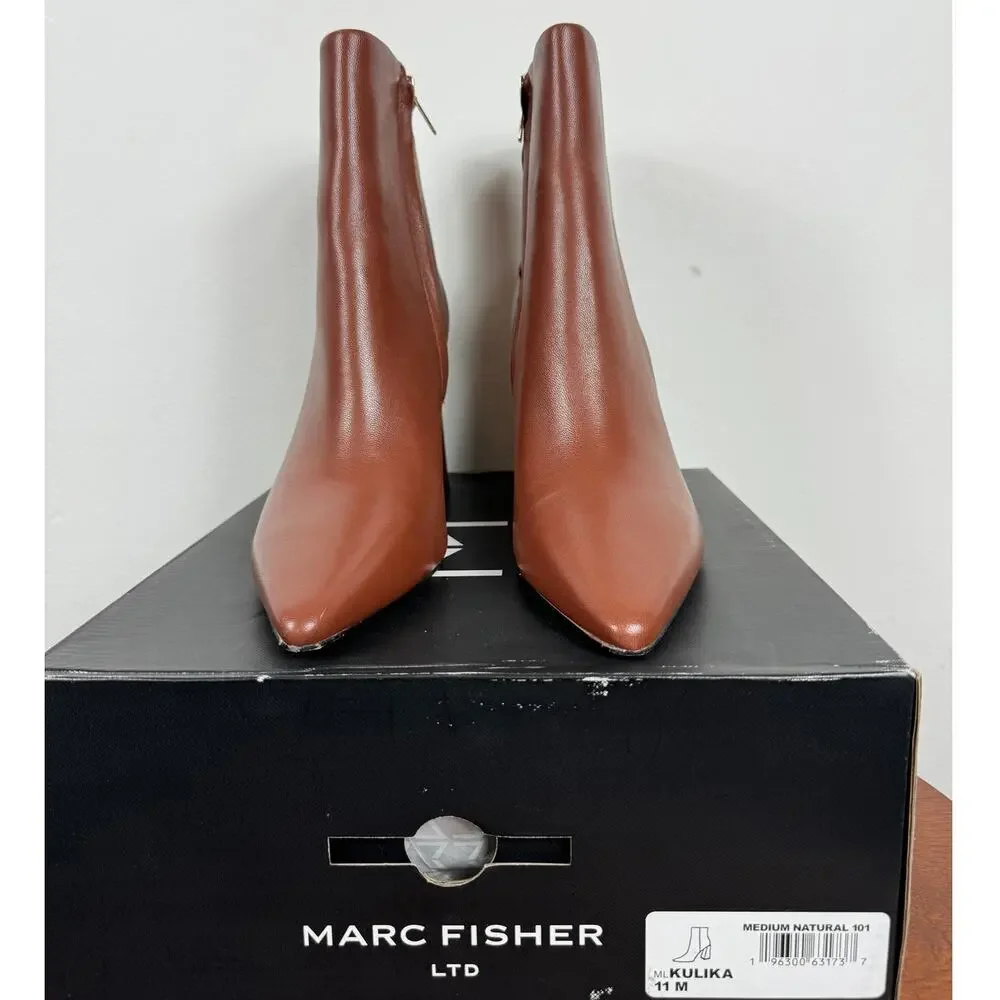 New Marc Fisher Ltd Kulika Ankle Bootie Medium Natural Leather Women's Size 11 - Picture 2 of 11